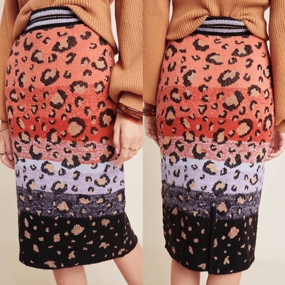 Anthropologie maeve leopard print wool blend pencil skirt women’s size Small - Picture 1 of 6